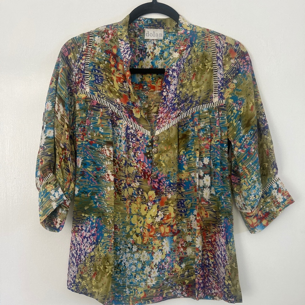 Dolan Green “Flowering Pastures” Silk Blouse (S)
